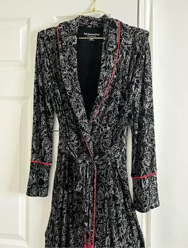 Soft Surroundings Robe Midnight Pink Peony Pink Tassel Size Small Side Pockets