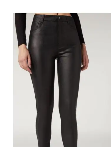 Calzedonia Faux Leather Black Pants Size Small