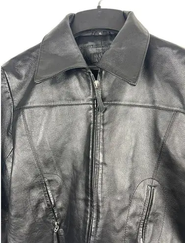 Women’s Sonnora Black Short Motorcycle Zip Genuine Leather Jacket XL