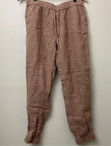 Cynthia Rowley  100% Linen Brown/Tan Lounge Drawstring Joggers Size Medium