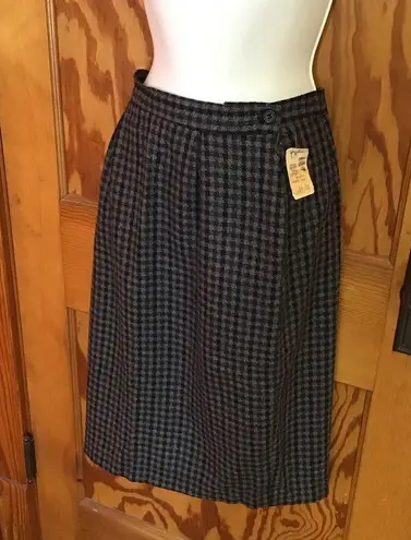 Houndstooth Vintage 80s Gray Black  Wool Blend Skirt