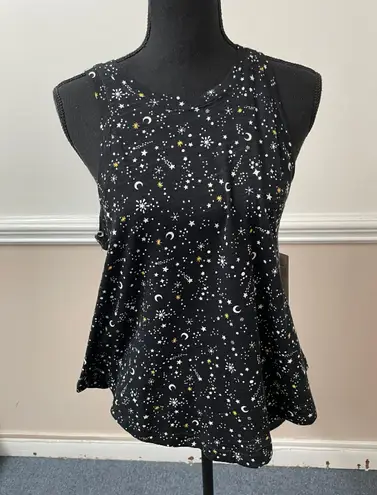 secret treasures Black Knit Pajama Tank Top- Night Sky Size Small