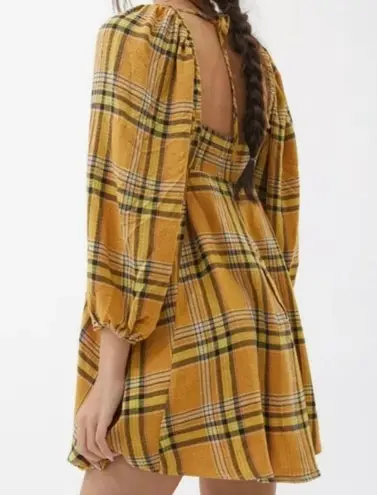 Urban Outfitters UO Yellow Plaid Babydoll Dress 💊