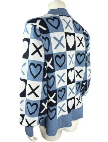 Studio Park X Courtney Khondabi Heart Sweater Blue Small Valentine Winter