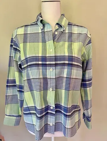 Cabin creek Blue/Green Plaid Button Down | Size 12P | EUC | Discontinued