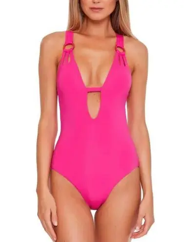 Becca Women's 081968JD Size M Skylar Plunge One-Piece Swimsuit NWT