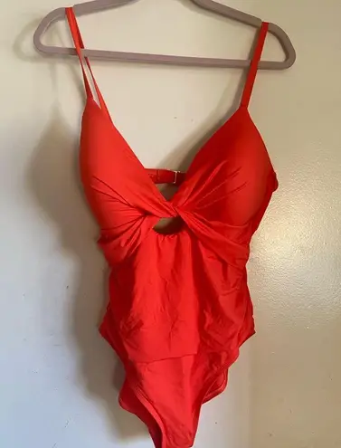 La Blanca Women's Standard Island Goddess Twist Keyhole One Piece Swimsuit SZ 14