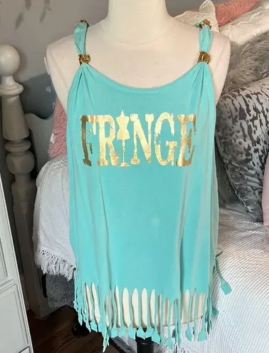 Comfort Colors Tank Fringe Swim Coverup  Shirt Womens Medium Beach Top