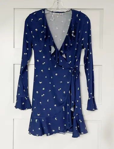 Urban Outfitters Navy Blue Floral Wrap Dress