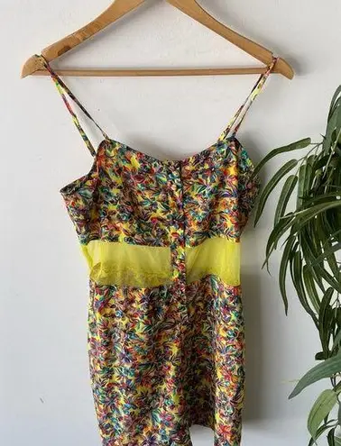 Ali & Kris  Romper Womens Medium Yellow Floral Retro Mesh Playsuit Summer Picnic