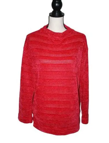 Rafaella  XL Women's Pullover Long Sleeve Sweater Light Red Soft Knit Stripped