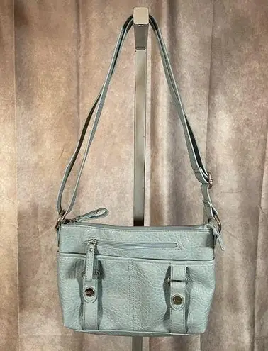 Rosetti  Light Blue Crossbody Purse | Multiple Zipper Compartments | Adjustable