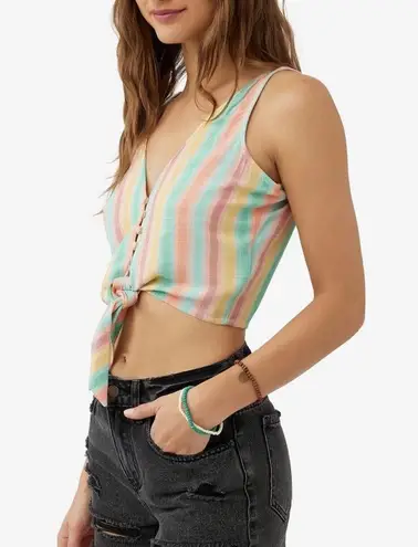 O'Neill NWT O’Neill Zera Tank Top Tie Front V-Neck Lightweight Striped Juniors XXL