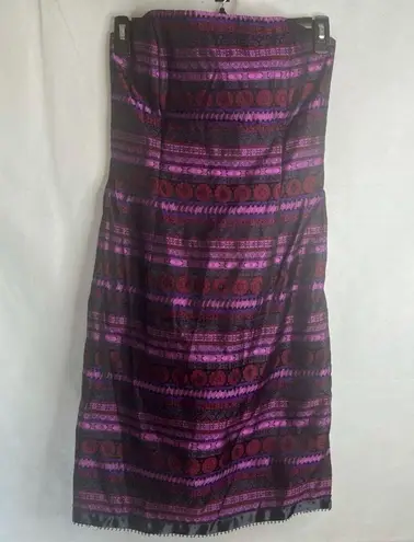 Jessica McClintock  Gunne Sax Strapless Purple Mixed Print Cocktail Dress Sz 11