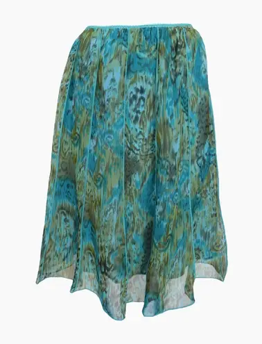 Connected Apparel Connected Petite ✦ Blue Green Print Skirt