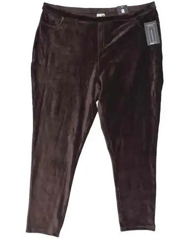 Avenue NWT Women's Your Fit Plus Size Brown Ribbed Velour Leggings Size 26/28