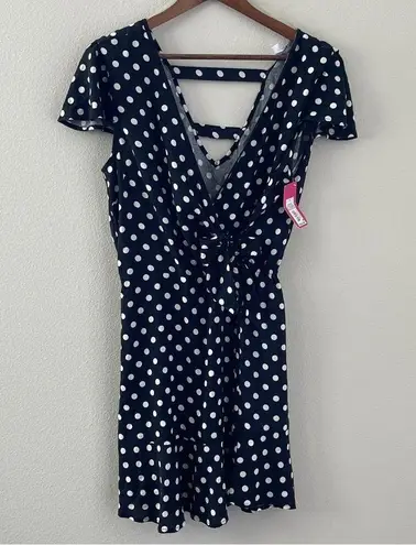 Xhilaration NWT  WOMENS RUFFLED BLACK W WHITE POLKA DOT WRAP DRESS SIZE L