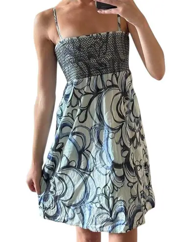 Esprit Y2K Pastel Green & Blue Smocked Floral Sundress Size US 8 Cotton Lined