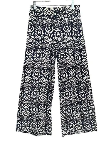 Ralph Lauren  LRL Pants Womens S Blue White Ikat Wide Leg Stretch Jersey Knit