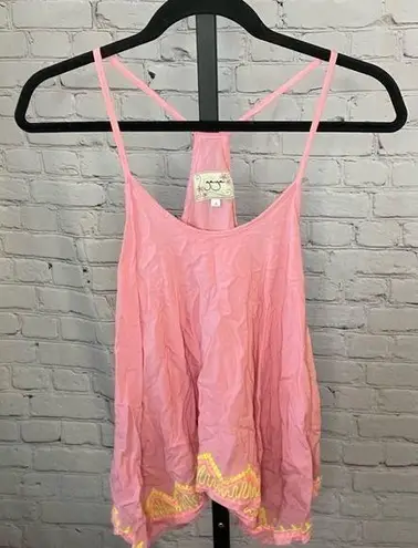 Light Pink Razor Back Tank Top Size Small Yellow