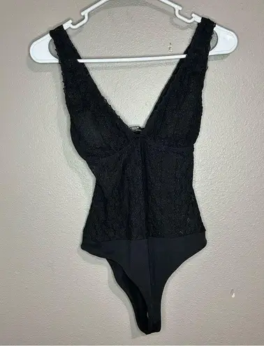 ZARA  black sheer lace body suit women's size small