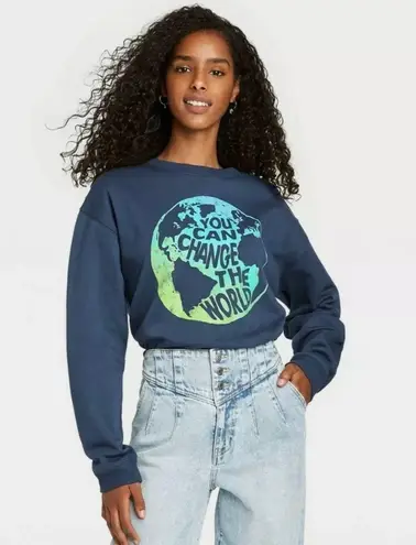 Modern Lux You Can Change the World Navy Crewneck Sweatshirt