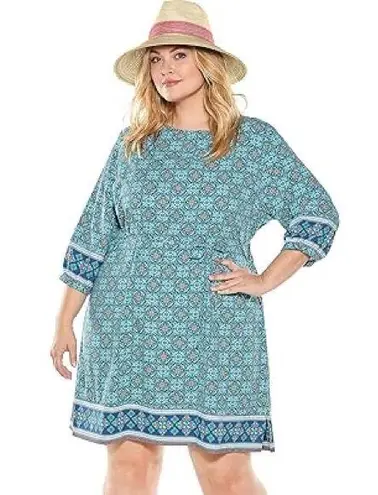 Coolibar UPF 50 Women's Garden Party Dress Sun Protection Blue Size 3X