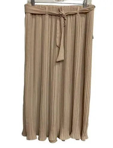 Alice Blue Women's Midi Accordion Pleated Skirt Tie Elastic Waist Size XL Belted