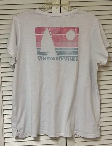 Vineyard Vines  White Slub Linear Sailboat Relaxed T-shirt - Size XL - GUC
