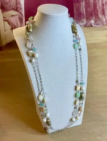 Lia Sophia 0035 Y2K Mixed Media Station Necklace in Pastel Colors