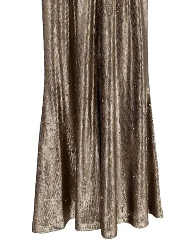 Dress the Population Gold Sequin Cameron Midi Dress size Small V Neck Sleeveless
