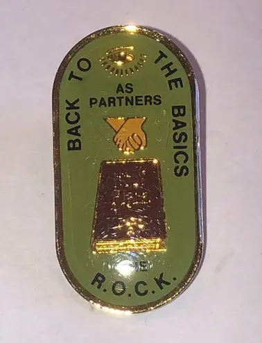 Back To The Basics AS Partners The R.O.C.K. Green Enamel Pin