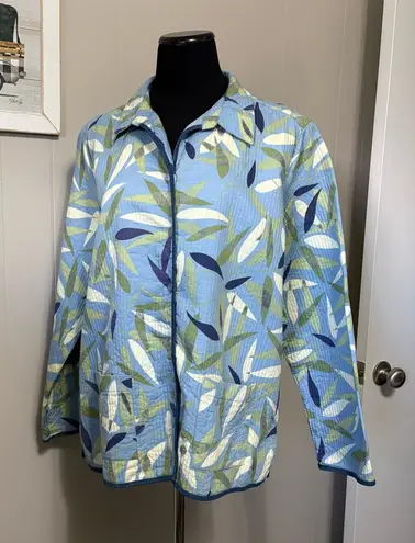 Alfred Dunner Women’s Size 18 100% Cotton Leaf Print Shirt Coastal Grandma