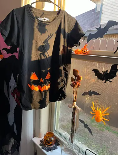 Women’s cute maternity pumpkin face tee Black Size M