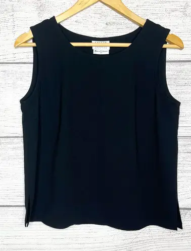 Leslie Fay Vintage Petites Black Sleeveless Dressy Tank Top Blouse Size 8P