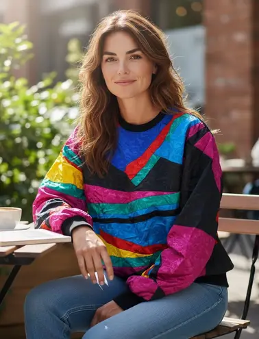 Vintage 90s Gianna Woman Colorblock Abstract Pullover – Women’s Multiple Size 18