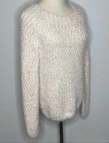 Buffalo David Bitton Peach White Knit Fuzzy Mohair Sweater Medium