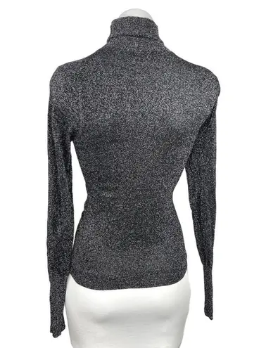 ZARA  Knit Metallic Silver Gray Turtleneck Ribbed Pullover Sweater Top Size S