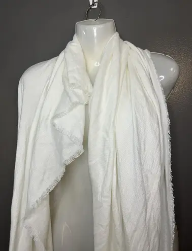 Max Studio  Wrap Shawl Womens One Size White Lightweight Fringe Trim Scarf - Image 1