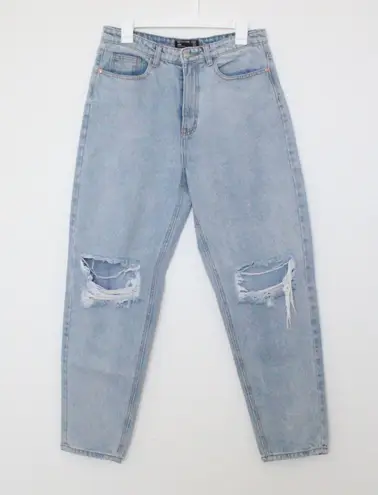 Pretty Little Thing  High Waisted Distressed Knee Mom Jeans