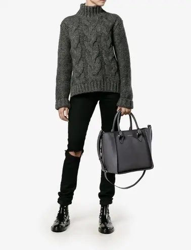 Alexander McQueen women’s Inside Out gray calfskin leather shopper tote bag