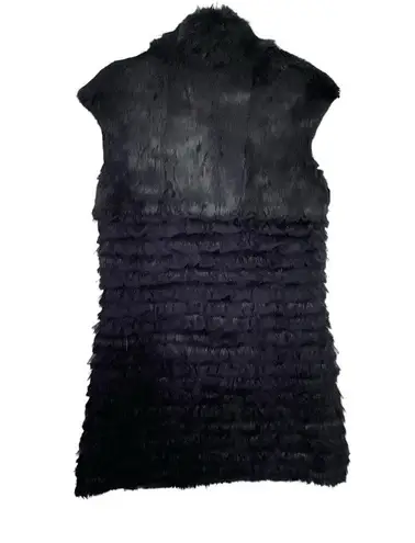 CF Charm Furs Black Rabbit Fur Cap Sleeve Vest Jacket Size Medium