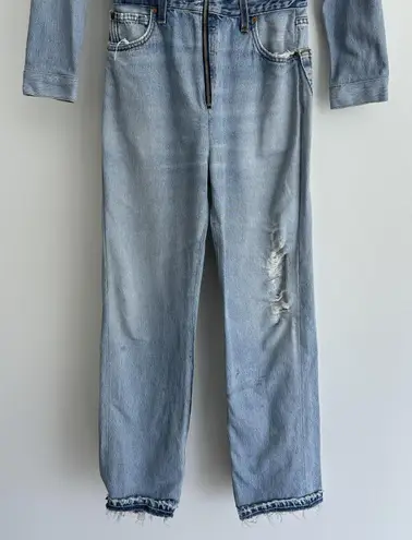 RE/DONE X Levis Jumpsuit Womens XS Denim Flared Distressed Indigo Reconstructed