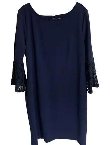 Hope & Harlow Navy Blue Bell Sleeve Dress