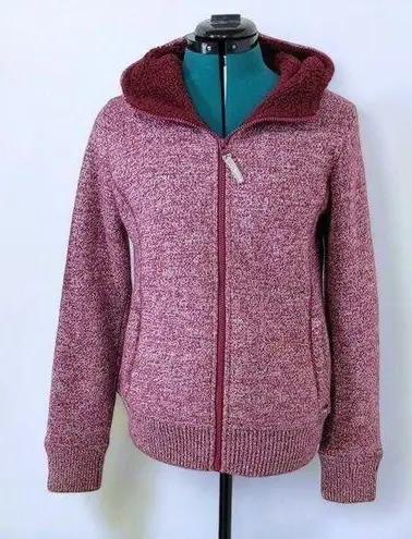 Bench  Burgundy Sherpa Fleece Lined Full Zip Hoody - Size Medium