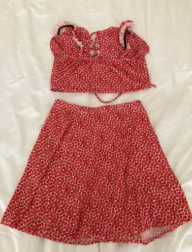 Missguided Red Co Ord Skirt And Top Set