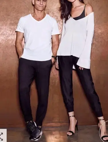 ATM Black 100% Silk Tailored Jogger Pants Sz Large Relaxed Elegance