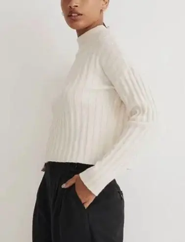 Madewell Mockneck Crop Sweater Cream Size Medium