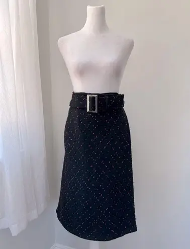 Valerie Stevens Vintage ‘90s Black & Pink Belted Knee Length Skirt