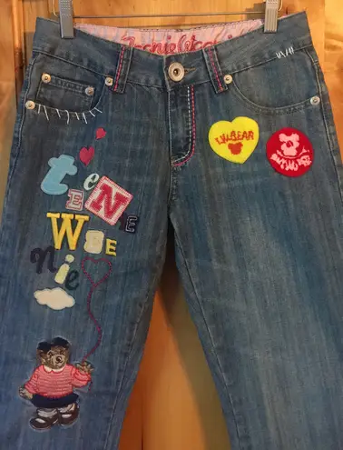 TEENIE WEENIE Embellished Patches Blue Jean Capris EUC 6 Rare HTF